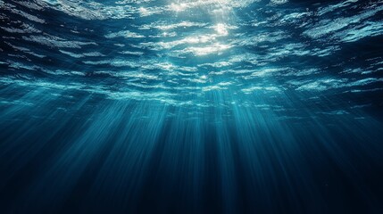 Underwater Sunlight Beams Illuminating Dark Depths