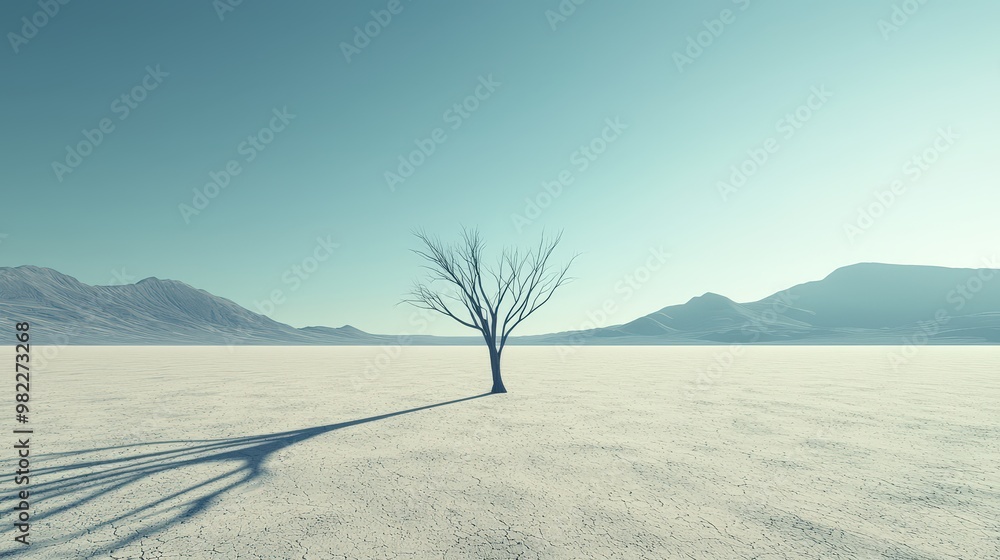 Poster a barren landscape with the shadows of trees that once stood