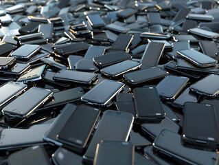 Obraz premium A large number of broken smartphones in a garbage dump. Neural network AI generated art
