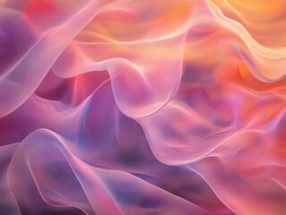 Obraz premium A colorful, flowing piece of fabric with a pink and orange hue. The fabric is made of a silky material and he is a piece of art