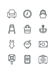 Can, Card remove, chair, Chest, Coffee, set of icons for web design, vector illustration