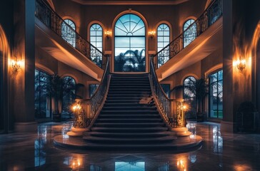 Fototapeta premium Elegant Staircase in a Grand Mansion