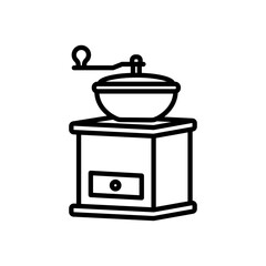 wooden coffee grinder icon vector in line style