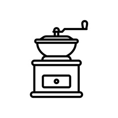 wooden coffee grinder icon vector in line style