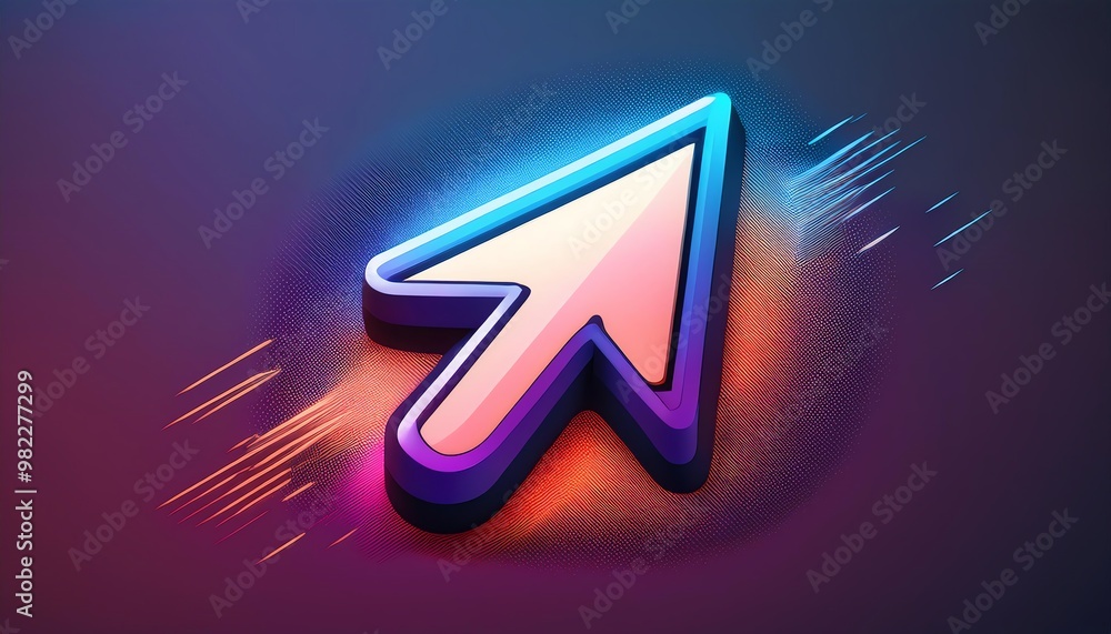 Poster a colorful and modern cursor icon, featuring an arrow design with a vibrant gradient background and 