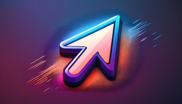 A colorful and modern cursor icon, featuring an arrow design with a vibrant gradient background and dynamic effects.