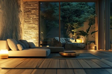 Modern Interior Design with a View of a Tranquil Garden