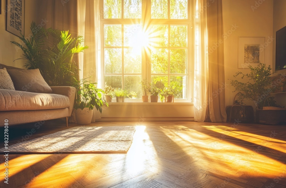 Wall mural Sunlight Streaming Through Window in Living Room