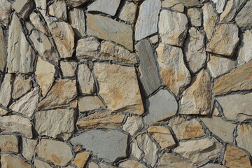 Obraz premium Backdrop - wall made of beige natural shape fieldstones