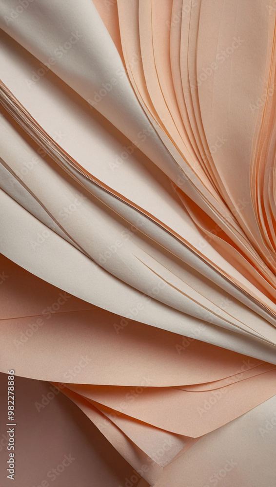 Poster an abstract background with soft, layered shapes that mimic folds of paper or fabric, using a gradie