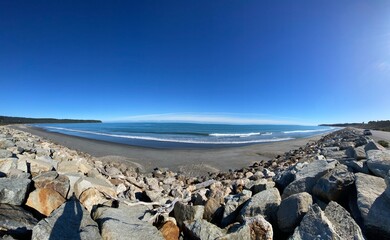 Panoramic views of Bruce Bay, west coast, South Island, New Zealand 