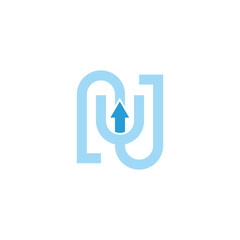letter un arrow up simple geometric linear logo vector