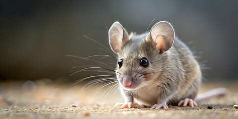 Close-up of a small grey mouse , rodent, animal, pet, cute, furry, wild, mammal, nature, wildlife, pest, tail, ears, eyes