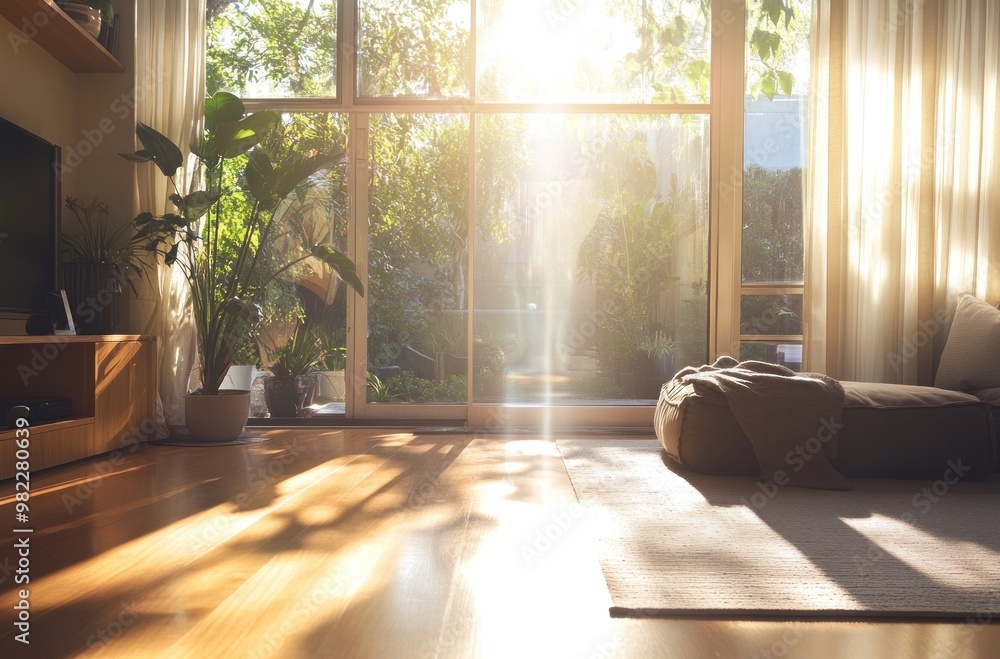 Sticker Sunlight Streaming Through Window in Modern Home