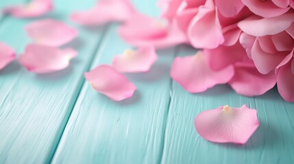 Obraz premium A close up of a table with pink flowers on it, AI