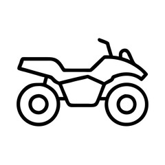 Outlined ATV icon, black and white, off-road vehicle concept