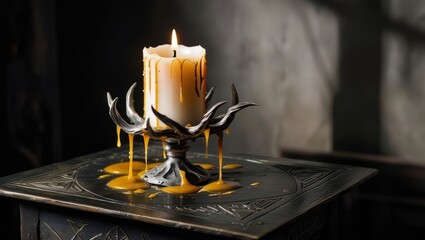Fototapeta premium halloween burning candle 