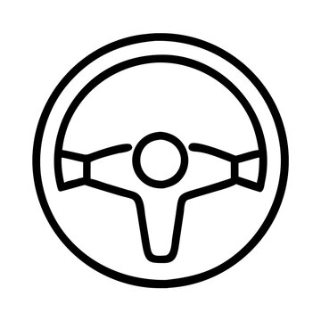 recommend clip art: Minimalist Black Line Steering Wheel Icon in Driving Concept