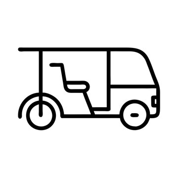 recommend clip art: Minimalist Black Line Rickshaw Icon in Urban Transport Concept