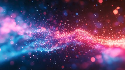 Fototapeta premium Abstract Digital Landscape with Pink and Blue Glowing Lights