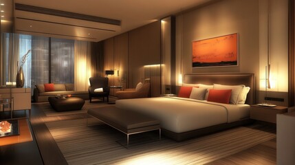 Modern Hotel Suite with City View