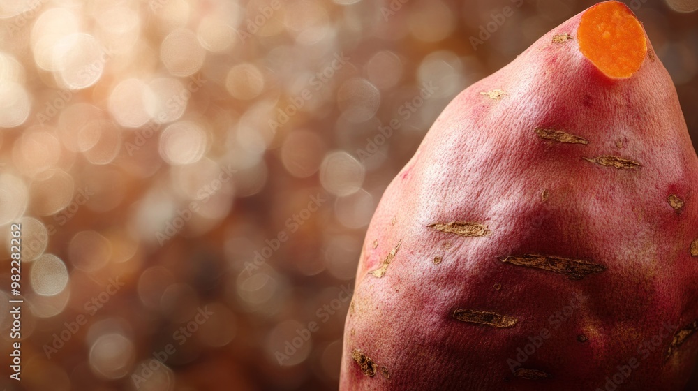 Sticker Close-up of a Sweet Potato with Bokeh Background