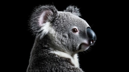 Obraz premium Koala Portrait Against a Black Background