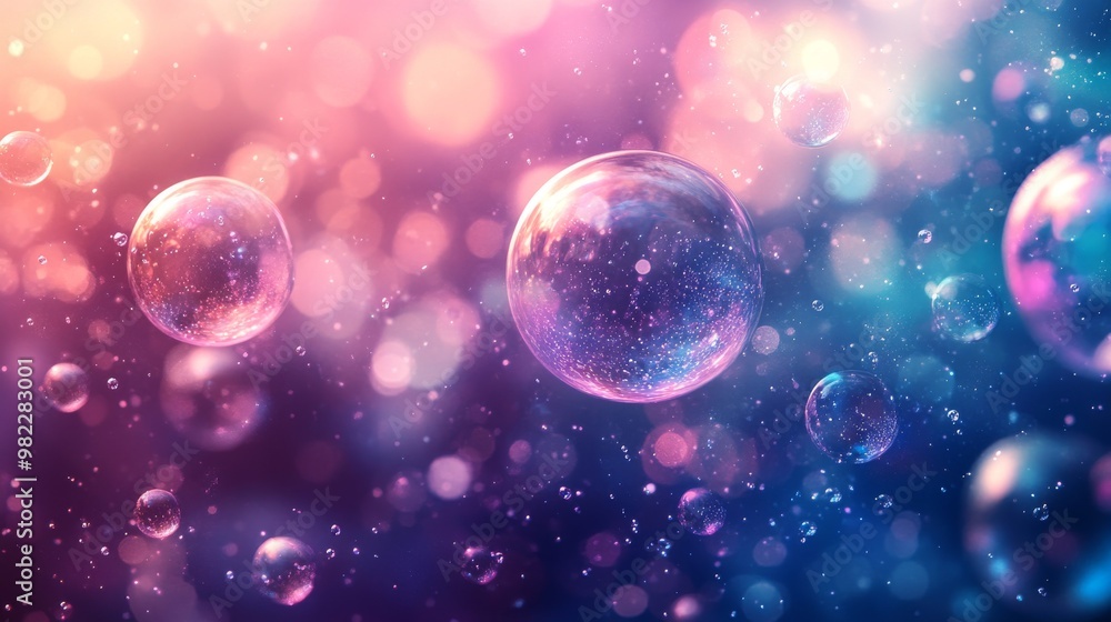 Poster Abstract Background with Shimmering Bubbles and Bokeh Lights