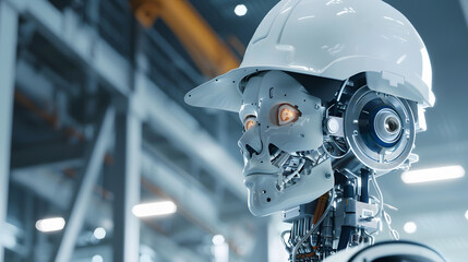 Fototapeta premium The robot, the android, is ready to perform work functions. AI Generated