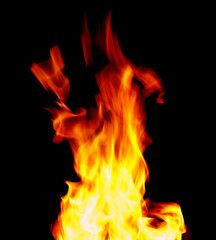 Fire flame on black background