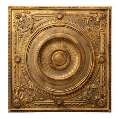 Obraz premium A close-up of a decorative gold ceiling medallion with intricate details and a classic design.