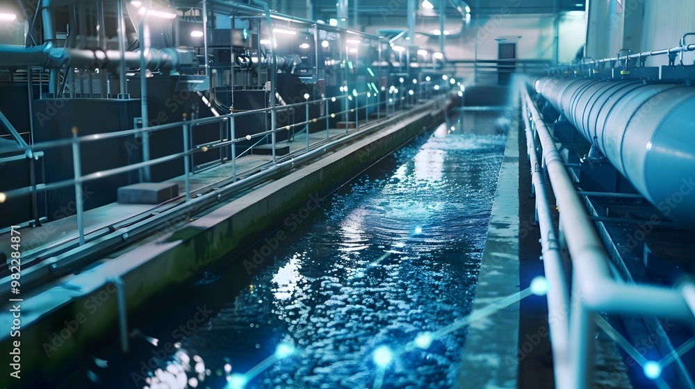 Poster digital twin water treatment plant monitoring system with sensors and data analytics