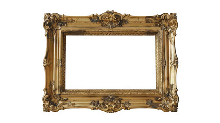A close-up of an ornate gold picture frame, showcasing intricate details and a classic aesthetic.