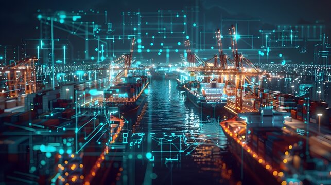 Digital Twin Port Managing Logistical Efficiency and Ship Movements - Powered by Adobe