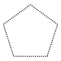 Set of abstract geometric dotted shapes | Dots line geometric shapes. Dotted frames pentagon, triangle, pyramid, hexagon, heptagon, sphere, and other geometrical figures.