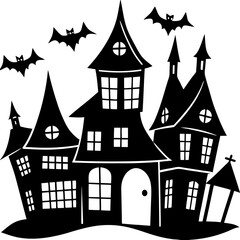 spooky houses set isolated vector illustration