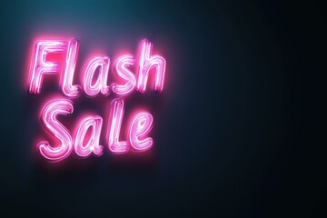 Neon sign with words Flash Sale on dark backdrop