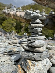 Stacks of rocks, stone statue in the garden