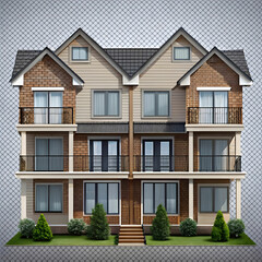 quadruplex house isolated on transparent background