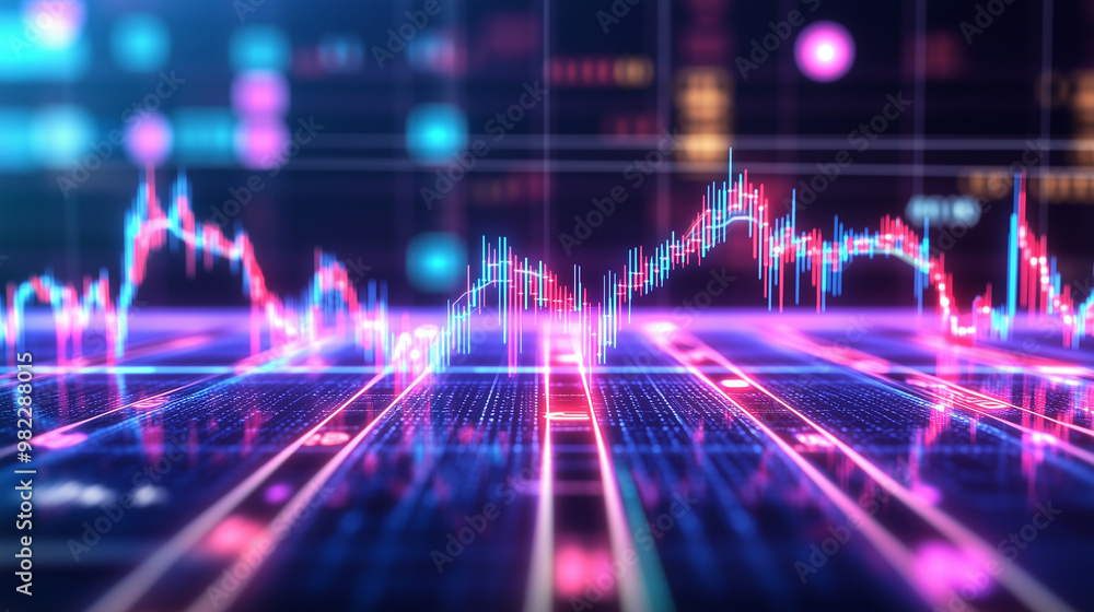 Aufkleber a glowing data visualization chart displaying stock market trends and predictive analytics. the slee