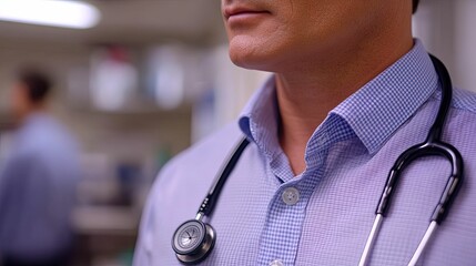 Close-up of a Doctor's Stethoscope and Collar