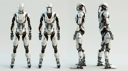 Fototapeta premium The robot, the android, is ready to perform work functions. AI Generated