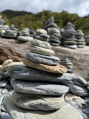 Stacks of rocks, stone statue in the garden