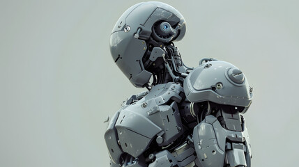 Fototapeta premium The robot, the android, is ready to perform work functions. AI Generated