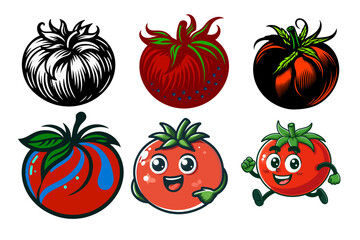 Set of tomato black silhouette vector illustration design Adobe Illustrator Artwork.