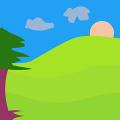 landscape with trees and mountains