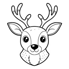 Naklejka premium Reindeer head doodle style outline for Christmas illustration