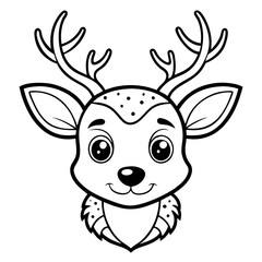 Fototapeta premium Reindeer head doodle style outline for Christmas illustration