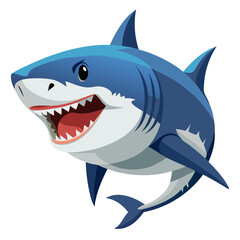 Obraz premium Close-up illustration of great white shark swimming