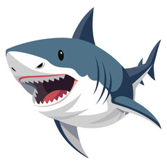 Close-up illustration of great white shark swimming